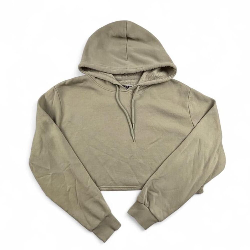 Trio Urban Stay Wild Cropped Hoodie Women’s M Olive Green Boho Western Graphic
